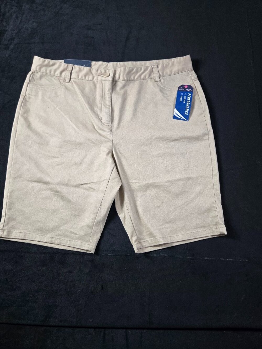 NWT Nautica Girls 15 Khaki Stretch Bermuda School Uniform Shorts Performance
